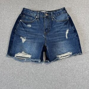 YMI Shorts Womens 25 Blue Cutoffs High Rise 5" Inseam Dream Fit Ripped Denim